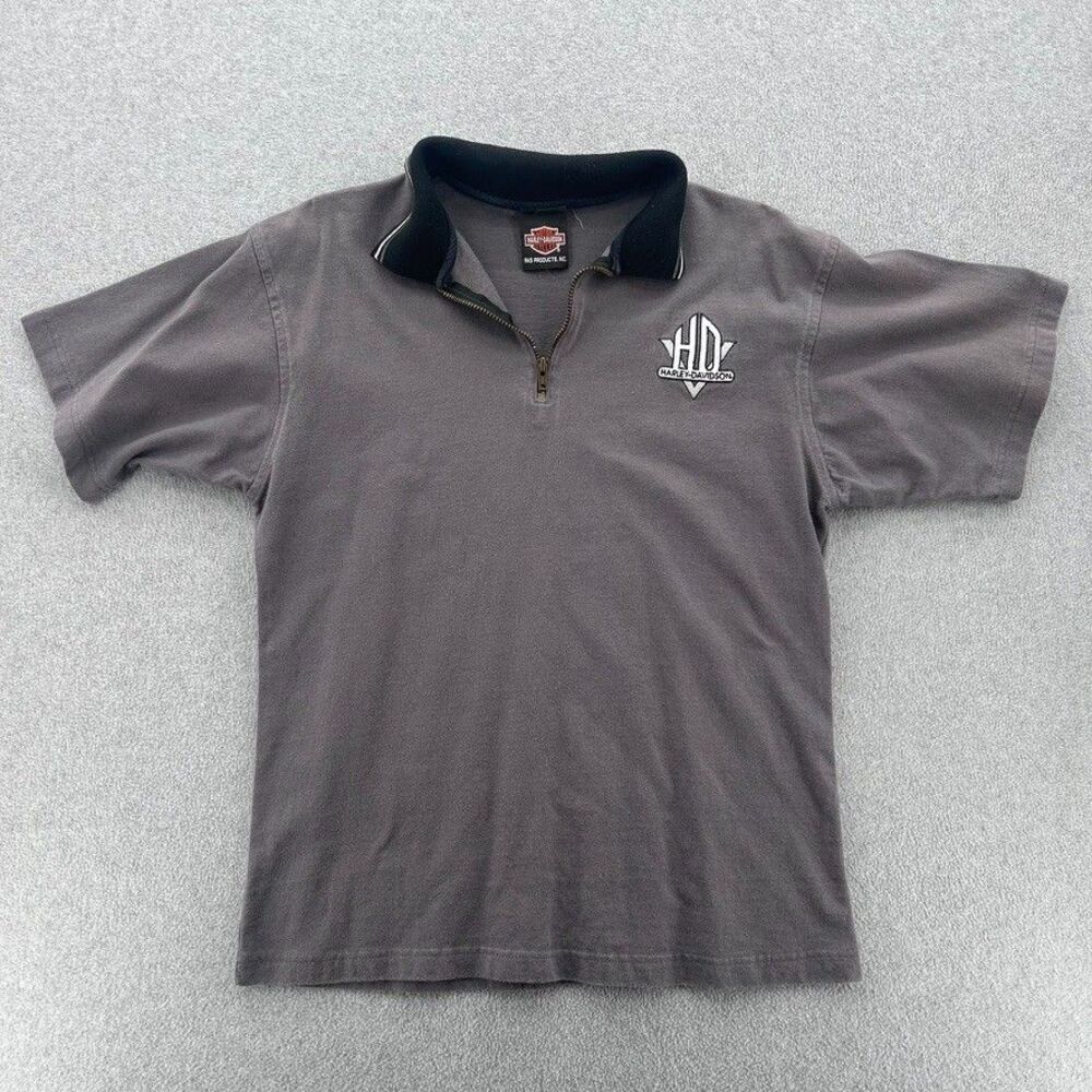 Vintage Harley Davidson Shop Polo T-Shirt Gray